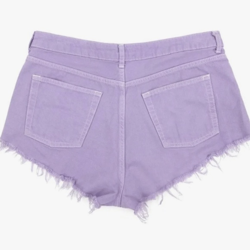 Topshop MOTO High Waist Super Short Shorts Size 2 Distressed CutOff Purple NWT - Picture 5 of 11